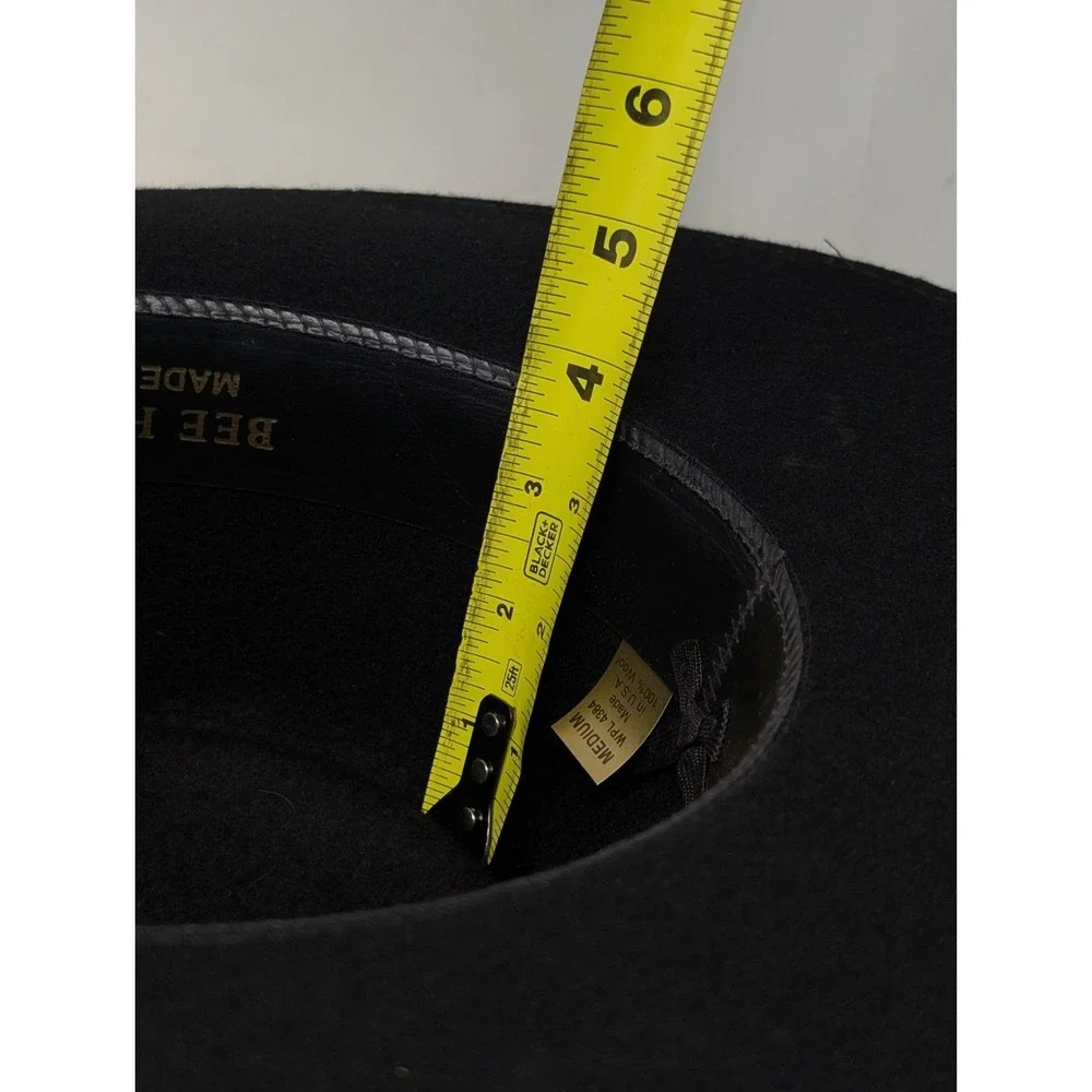 Vintage Black Felt Wool Western Cowboy Sun Hat Festival Boho Men's Medium USA